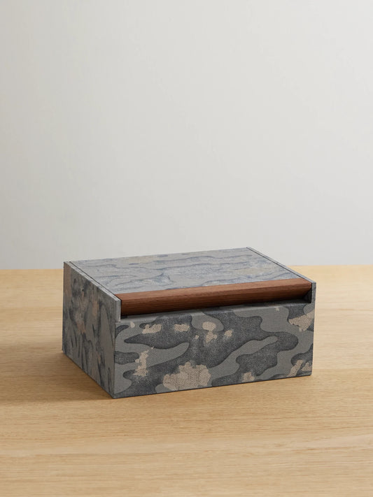 L'Objet Fortuny Isole Camouflage-print Twill And Wood Box