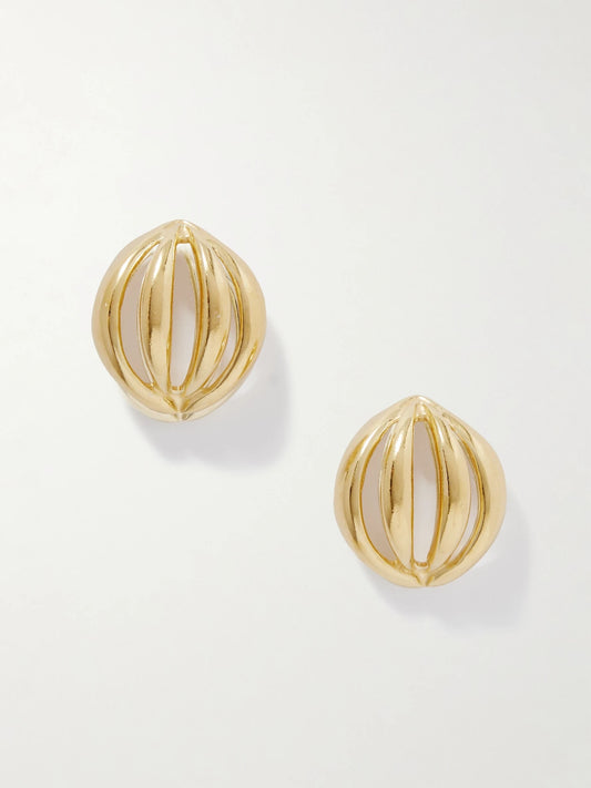 Flower Bud Large Gold-plated Earrings