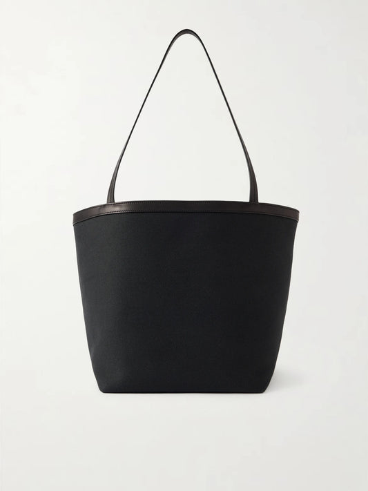 Park Reversible Leather-trimmed Twill Tote