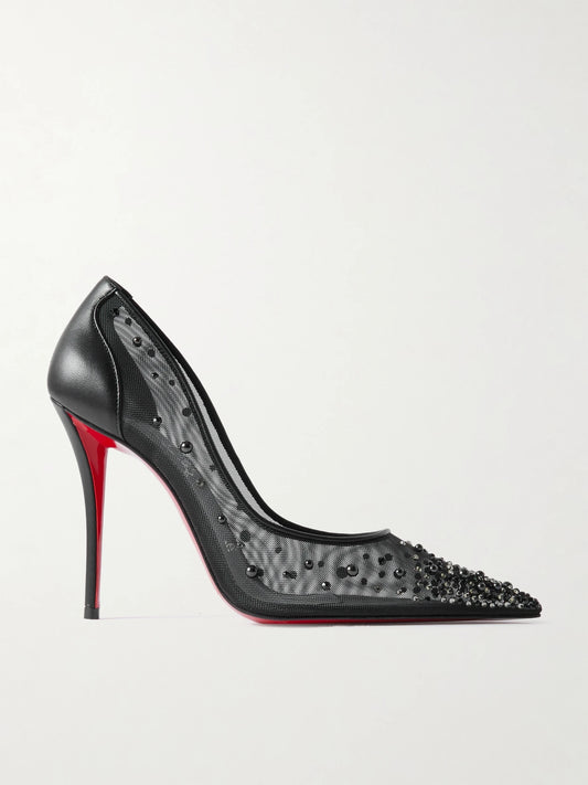 Miss Z Degrastrass Perla 100 Leather-trimmed Mesh Pumps
