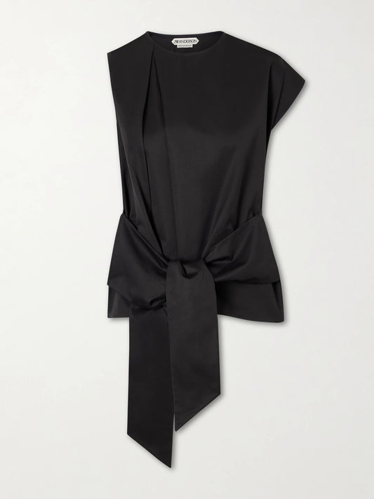 Tie-detailed Cotton Top