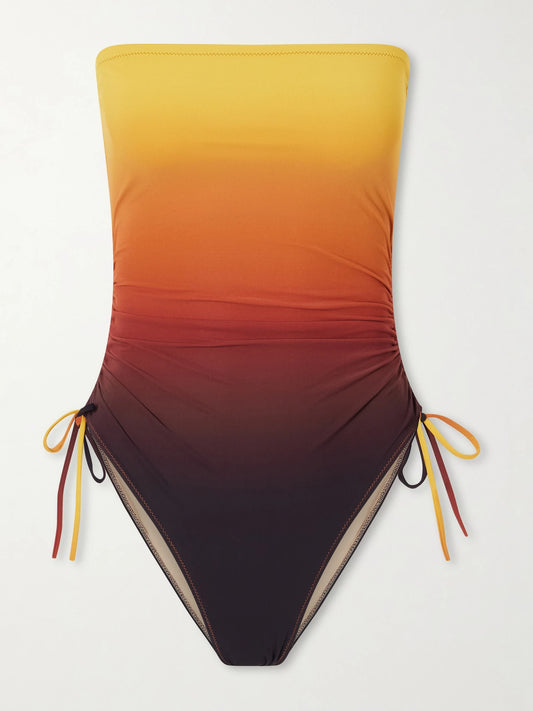 Sessantadue Strapless Ruched Dégradé Swimsuit