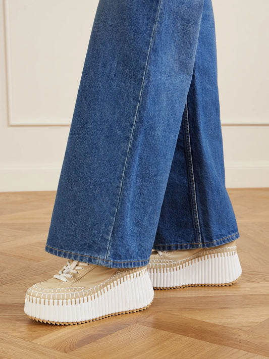 Nama Canvas And Leather Platform Sneakers