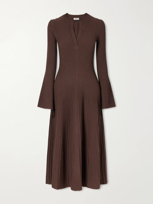 SIMKHAI Genna Ribbed Woven Midi Dress