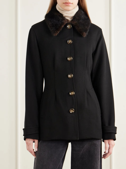 Veronica Beard Severine Dickey Plush-trimmed Crepe Jacket