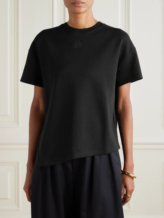 Anagram Asymmetric Cotton-blend Jersey T-shirt