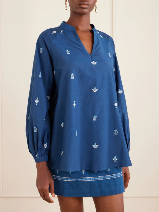 Ilizia Embroidered Cotton And Silk-blend Blouse