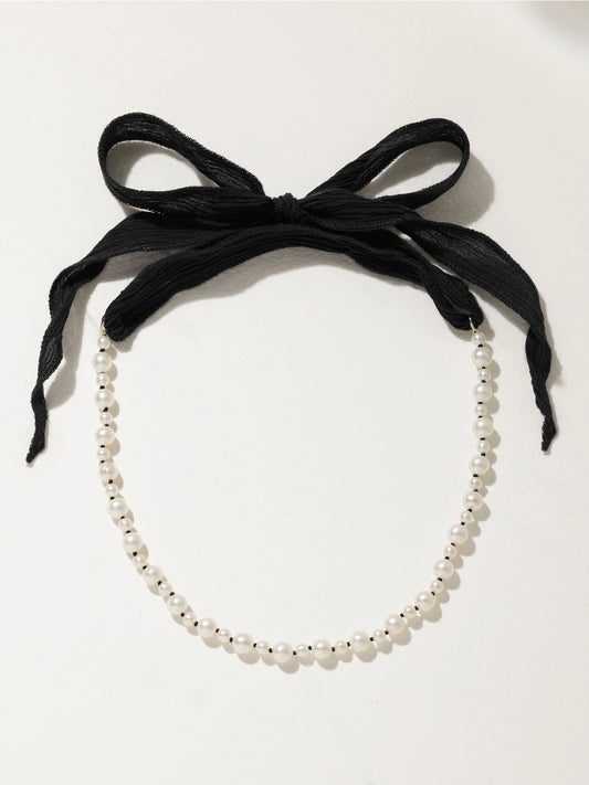 14-karat Gold, Silk And Pearl Necklace