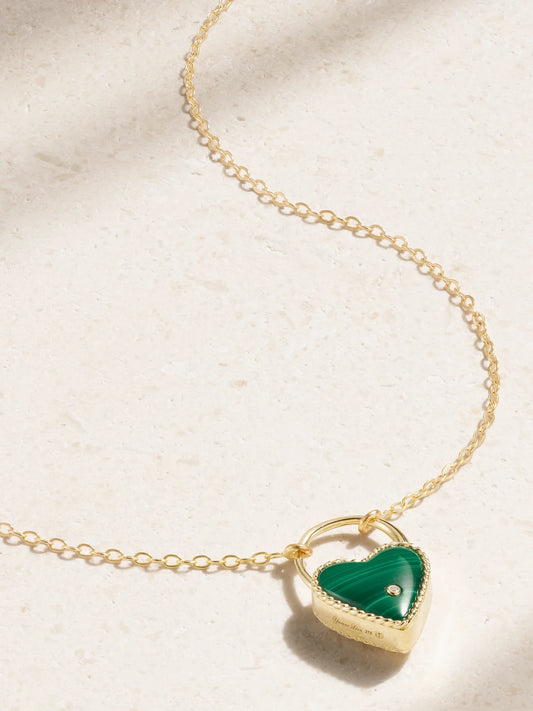 18-karat Gold, Malachite And Diamond Necklace