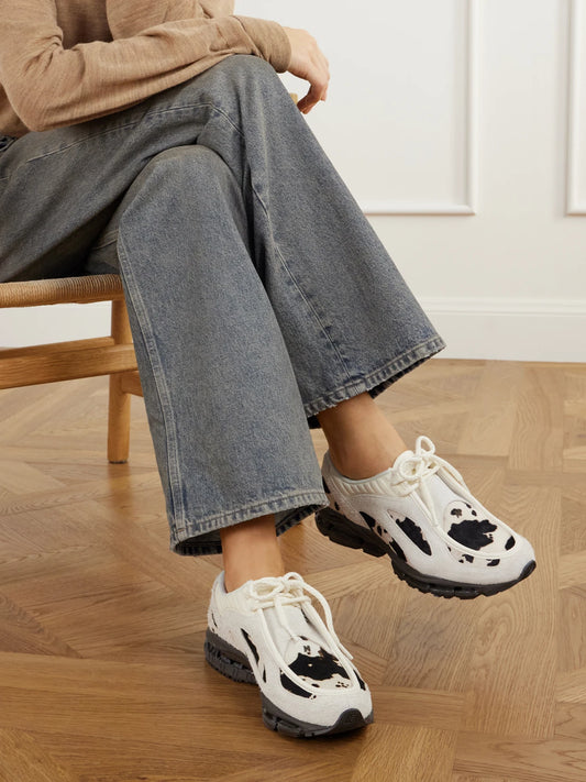 New Balance 1890 Abzorb Cow-print Calf-hair And Suede-trimmed Leather Sneakers