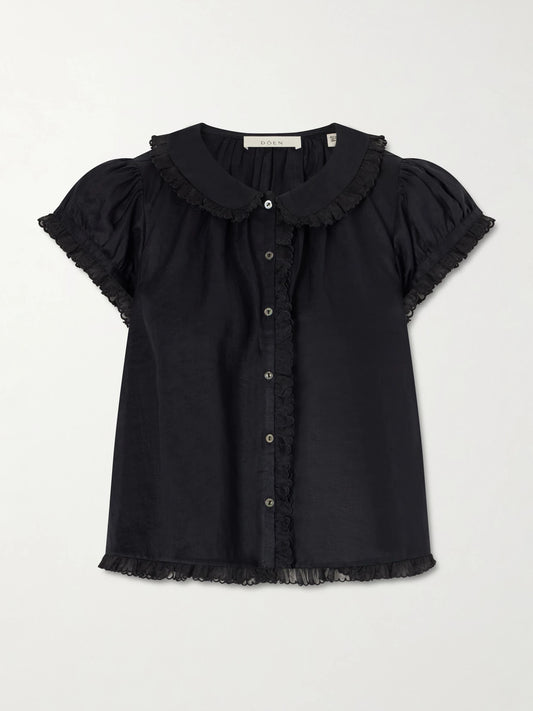 DÔEN Karina Ruffled Ramie Blouse
