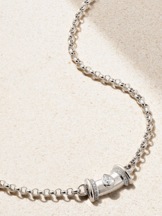 Warrior Princess 18-karat White Gold Diamond Necklace