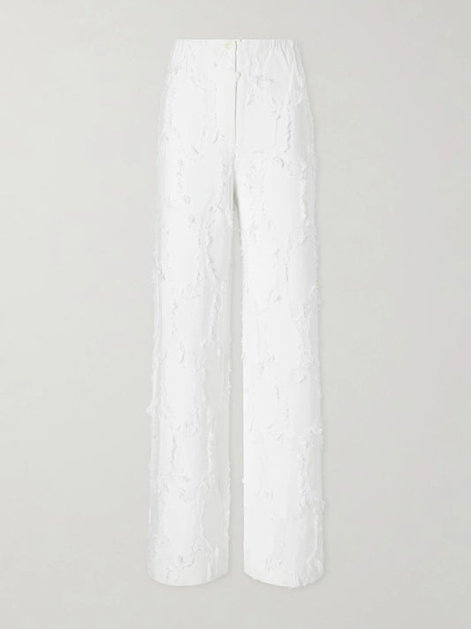 Shilo Jacquard-knit Cotton-blend Straight-leg Pants