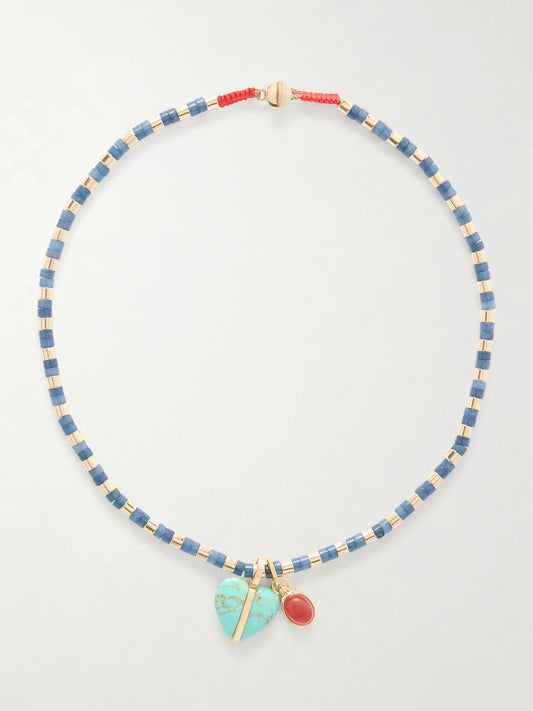 The Bar Gold-tone, Lapis Lazuli, Turquoise And Carnelian Necklace