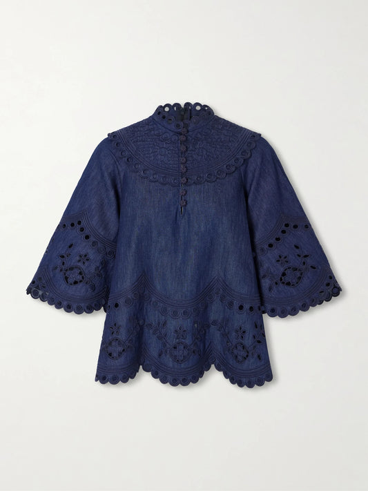 Mahon Broderie Anglaise Denim Shirt