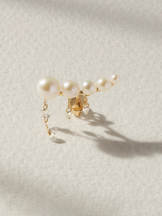 Aphrodite 18-karat Gold Pearl And Diamond Single Earring