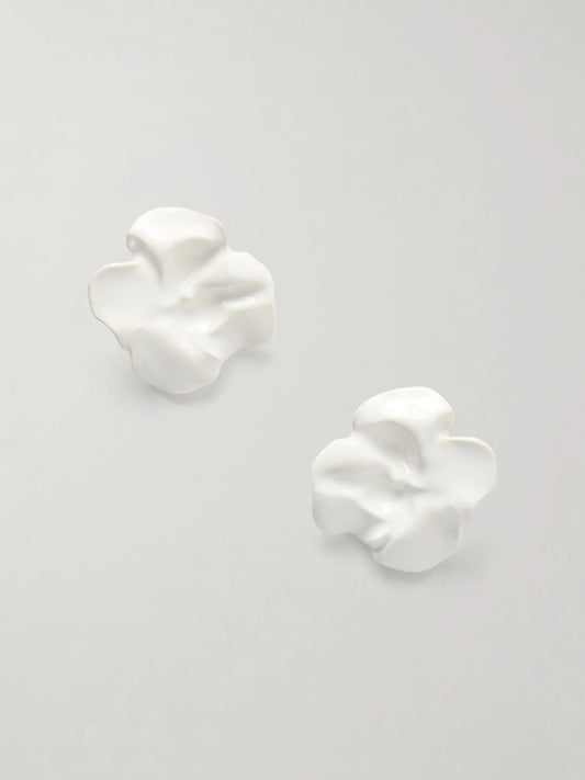 Flower Silver-plated And Enamel Earrings