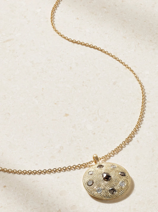 De Beers London Talisman Medal 18-karat Gold Diamond Necklace