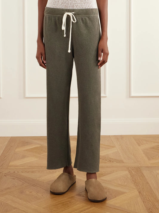 James Perse Cropped Brushed Cotton-terry Track Pants