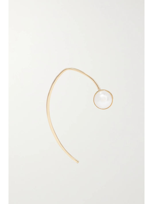 Wishbone 14-karat Recycled Gold Pearl Earrings