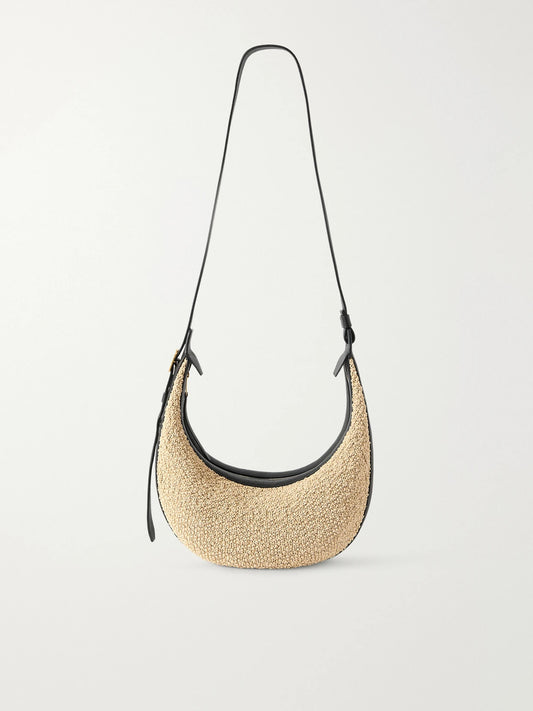 KHAITE Augustina Small Leather-trimmed Raffia Shoulder Bag