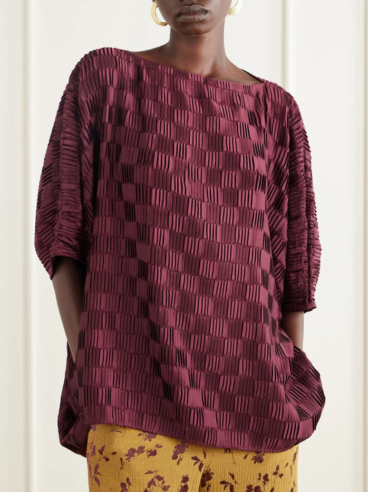 Dima Ayad Plissé Satin Blouse