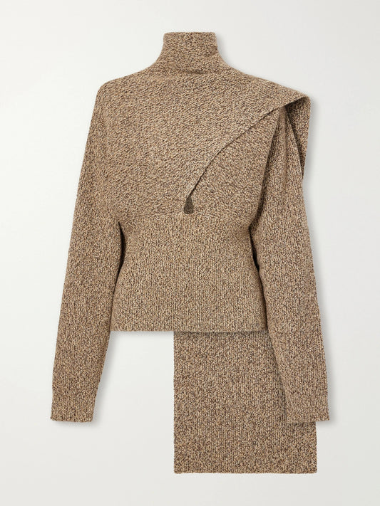 OSSOU Wright Scarf-detailed Wool-blend Sweater