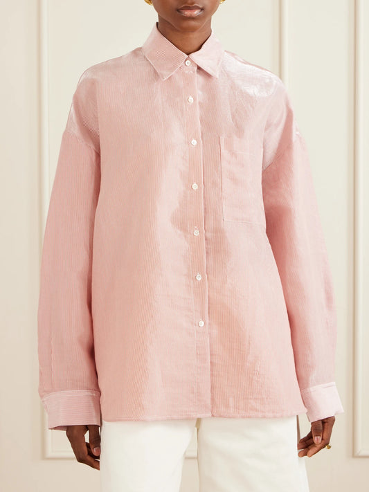 Something Borrowed Striped Cotton-organza Shirt