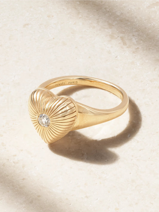 Memoria Heart 9-karat Gold Diamond Ring