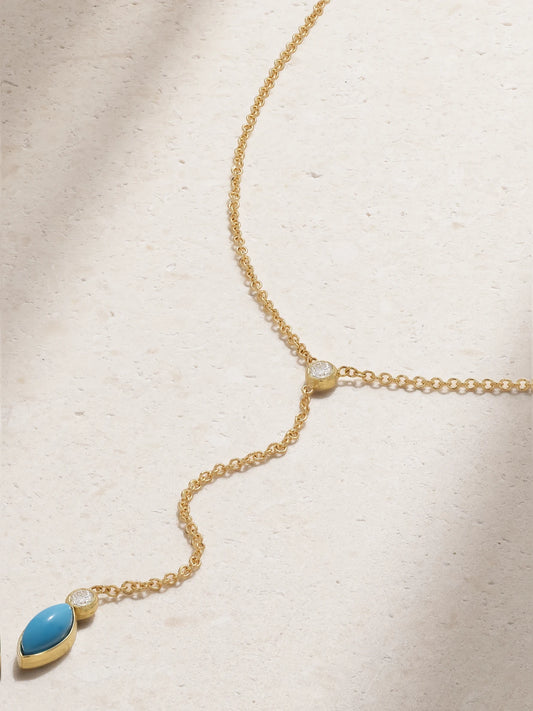 18-karat Gold, Turquoise And Diamond Necklace