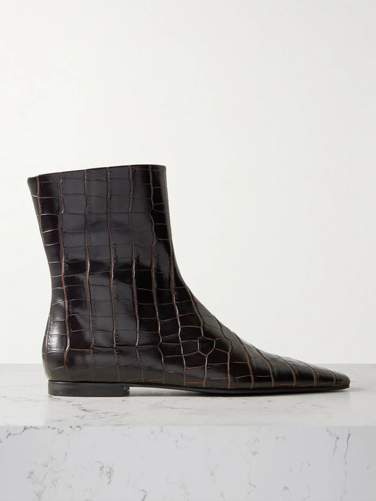 Croc-effect Leather Chelsea Boots