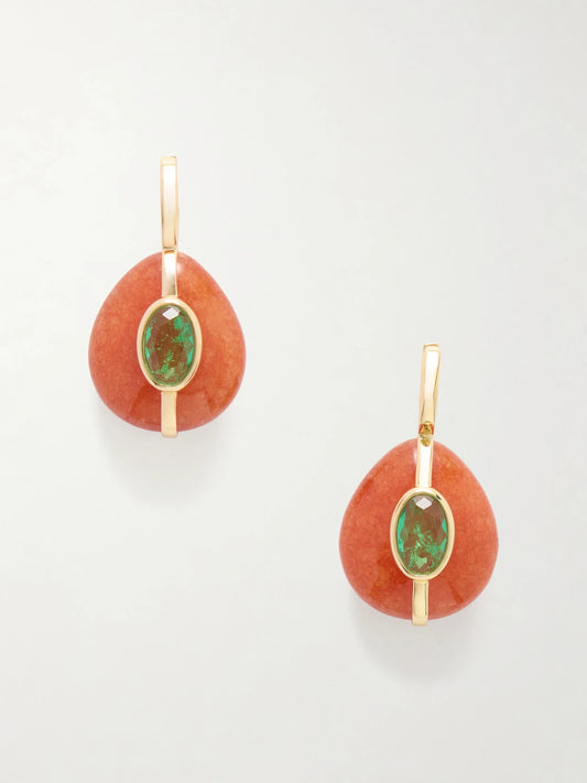 The Stone Pebble Gold-tone Carnelian And Crystal Earrings