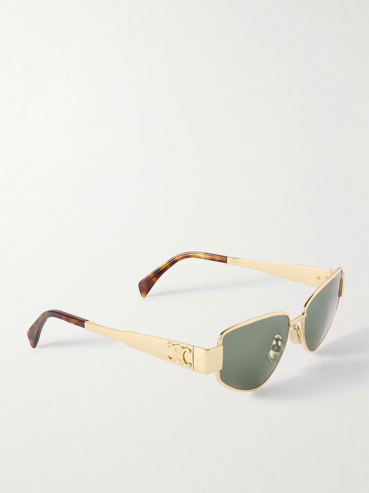 Cat-eye Gold-tone Sunglasses