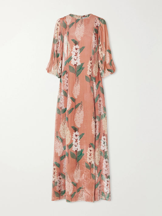 BERNADETTE Roxette Floral-print Velvet Gown
