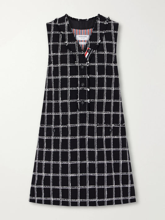 Thom Browne Houndstooth Wool-blend Mini Dress