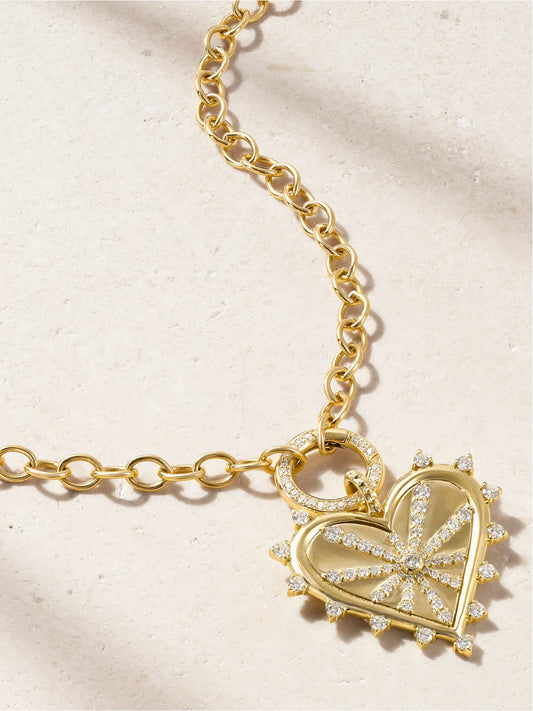 Small Spiked Pavé 14-karat Gold Diamond Necklace
