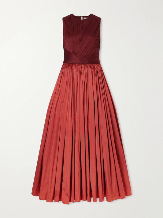 Abadia Draped Gathered Taffeta Gown