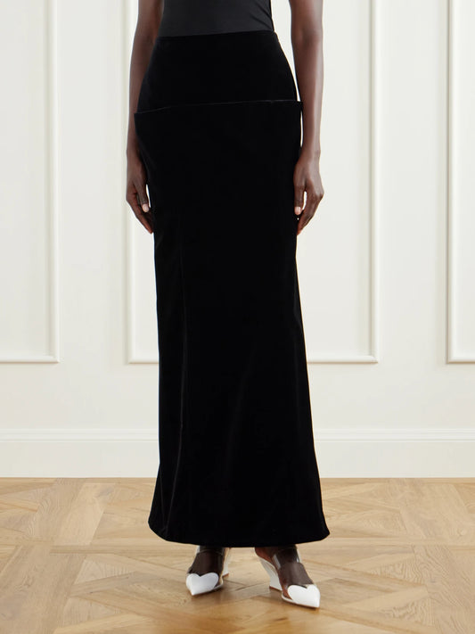 Alaïa Cotton-velvet Midi Skirt