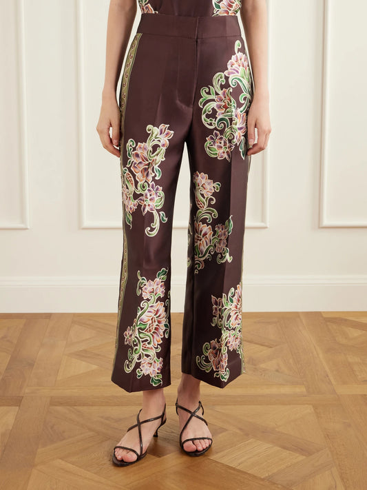 ALÉMAIS Josie Cropped Floral-print Twill Flared Pants