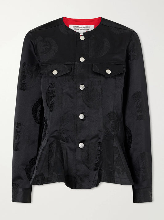 Comme des Garçons Comme des Garçons Paneled Peplum Jacquard Jacket
