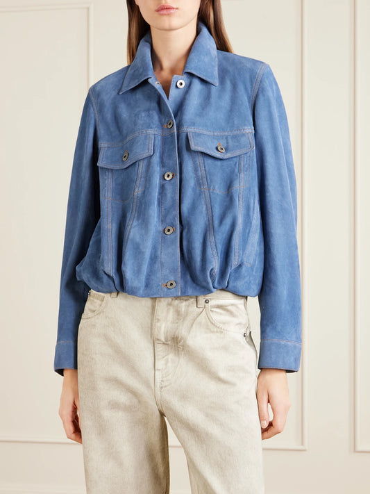 Gathered Suede Jacket