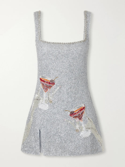Clio Peppiatt Manhatten Sequin-embellished Stretch-mesh Mini Dress