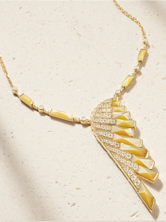 Wings Rising 18-karat Gold, Mother-of-pearl And Diamond Necklace