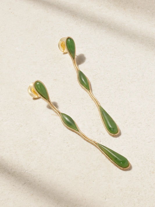 Fluid 18-karat Gold Jade Earrings