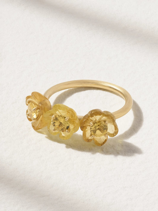 Botanical 18-karat Gold Beryl Ring