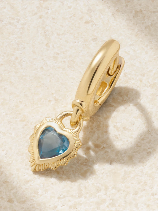 True Love 18-karat Gold Topaz Single Hoop Earring