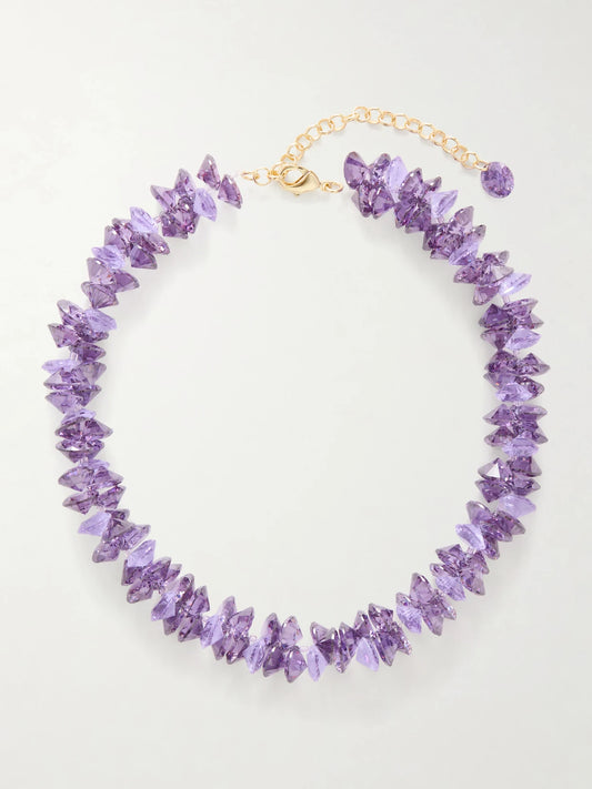 The Cubic Cluster Gold-tone Cubic Zirconia And Crystal Necklace