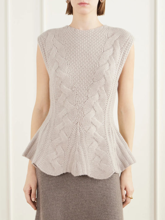 LISA YANG Signy Cable-knit Cashmere Top