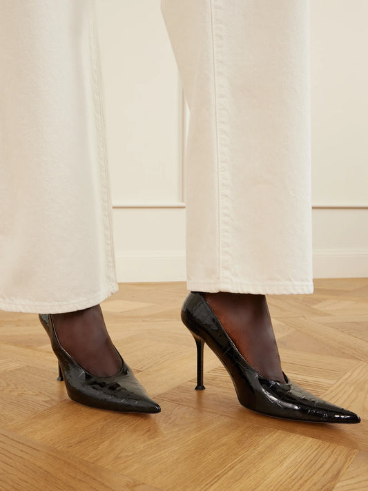 Helix 95 Croc-effect Patent Leather Pumps