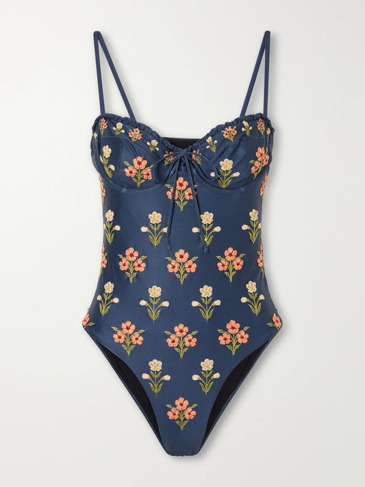 Agua by Agua Bendita Ébano Embroidered Balconette Swimsuit